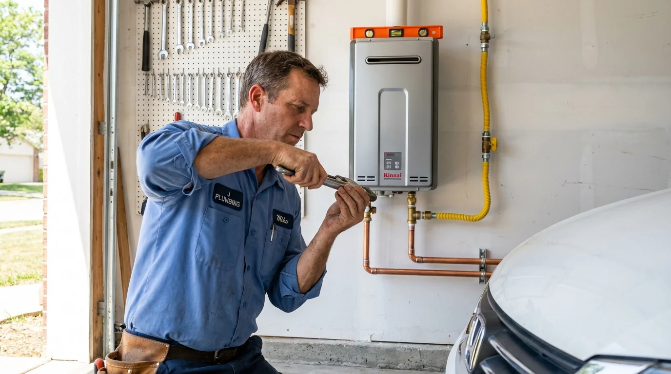 Tankless water heater installation by a Johns Plumbing LLC plumber in Willis